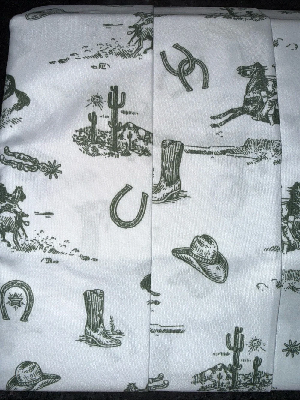NEW Wrangler WESTERN DESERT COWBOY White & Green Queen Sheet Set SO VERY SOFT